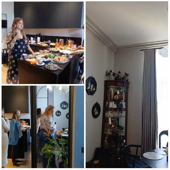People Gathered Around Food Table