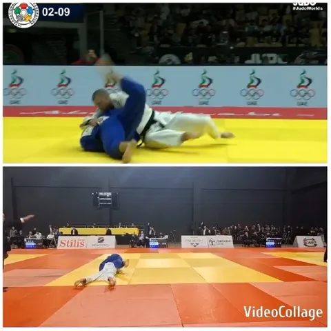 Judo Athletes Grappling on Mat
