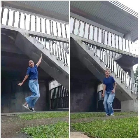 Playful Jumping in Outdoor Area