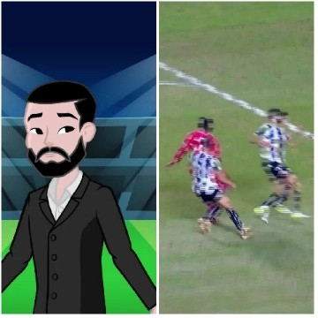 Animated Man and Soccer Players