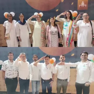 Groups Posing in Celebratory Setting