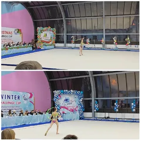 Gymnast Performing at Indoor Event