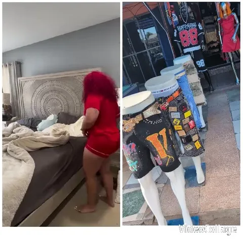 Person Tidying Bed in Bedroom