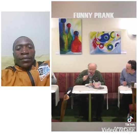 Man in Orange Jacket and Prank Scene