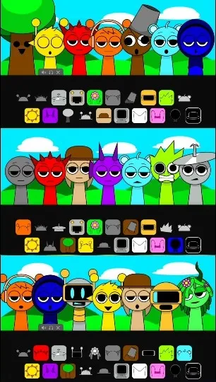 Cartoon Characters with Colorful Backgrounds