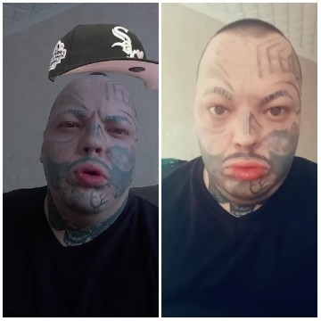 Facial Tattoos with Black Shirt