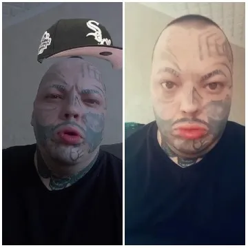 Facial Tattoos with Black Shirt