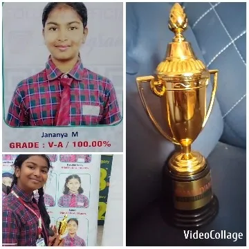 Girl Smiling with School Trophy