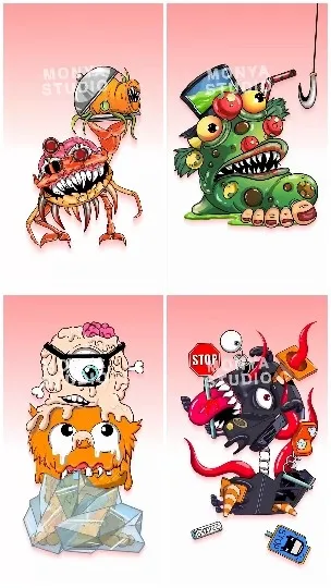 Cartoon Creatures with Exaggerated Features