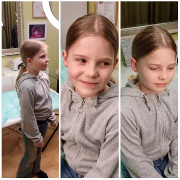 Girl in Salon with Smiling Expressions