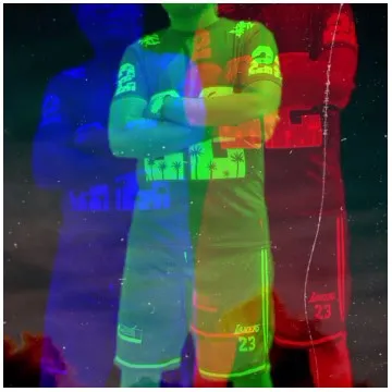 Athlete in Colorful Silhouettes
