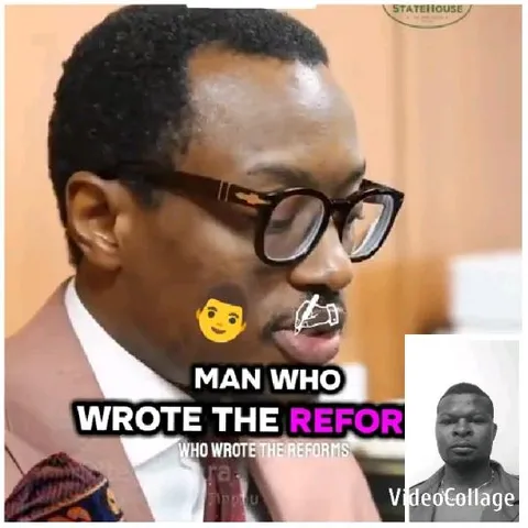 Suit with Glasses and Reform Text