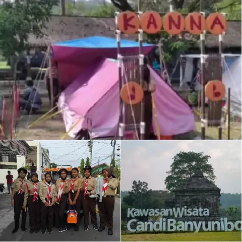 Camping Tent With Scout Uniformed Group