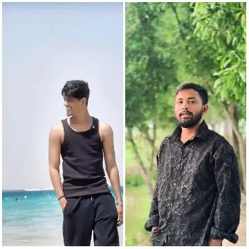 Men Posing at Beach and Forest