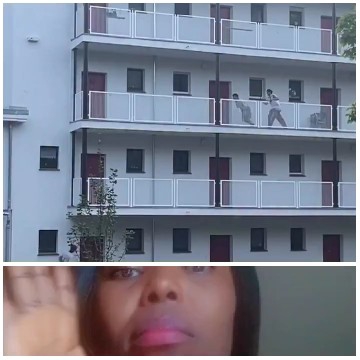 Building View With Waving Person
