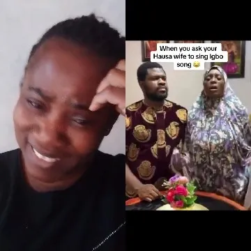 Smiling Duo with Singing Woman