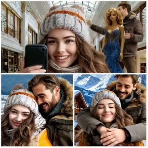 Couple's Winter and Shopping Moments