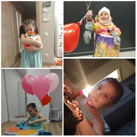 Young Girl Celebrating with Toys