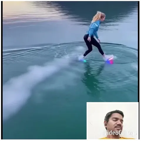 Woman Skating on Colorful Water