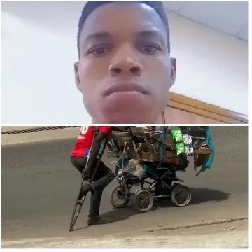 Close-Up Face and Cart on Slope