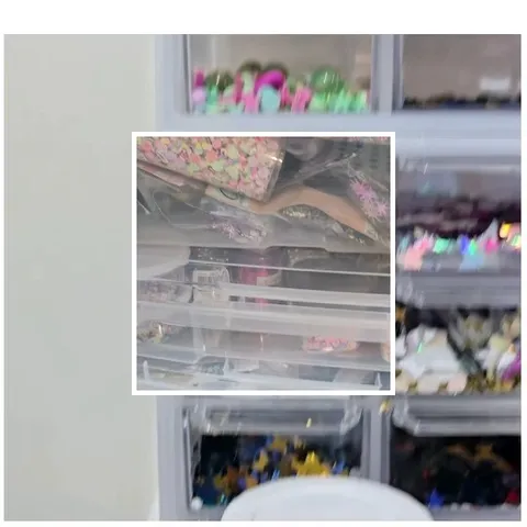 Craft Supplies in Transparent Drawers