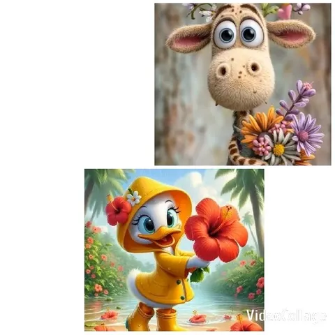 Animated Giraffe and Duck Characters