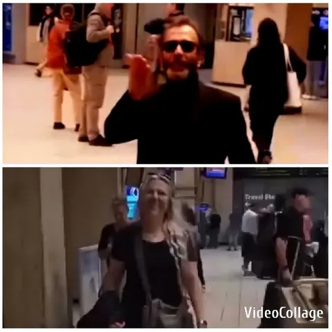 Smiling Travelers at Airport or Station