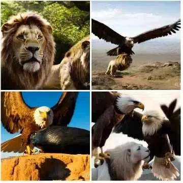 Lions and Eagles in Nature