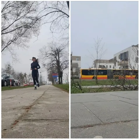 Jogging on a Tree-Lined Sidewalk