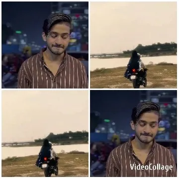 Person in Stripes and Motorcycle