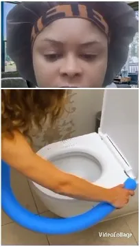 Unclogging Toilet Under Watchful Eyes