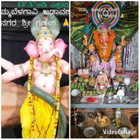 Vibrant Ganesha Statues with Offerings