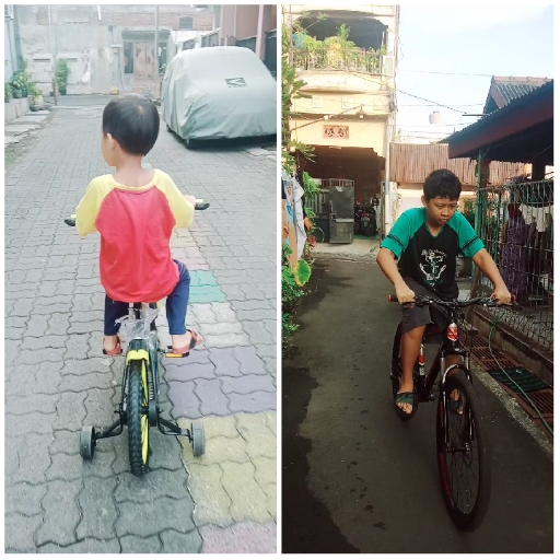 Children Riding Bicycles Outdoors