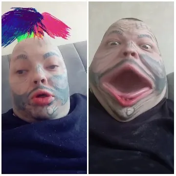 Comically Altered Faces in Split View