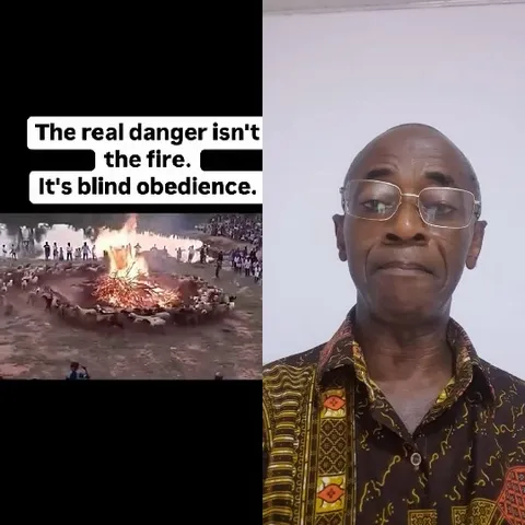 Bonfire Gathering with Warning Text