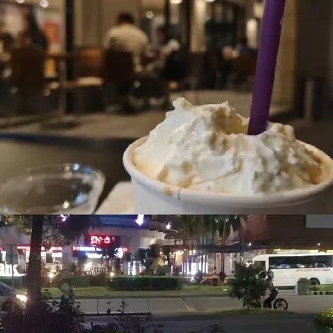 Café Interior and Busy Street Scene