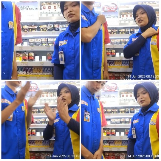 Two People Engaged in Product Display