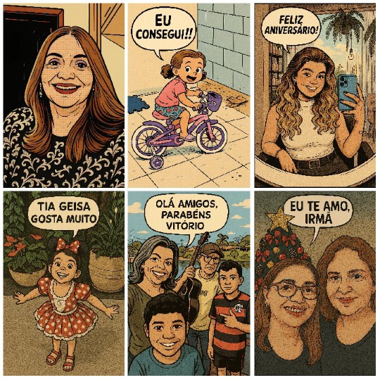 Cartoon Panels of Happy Moments
