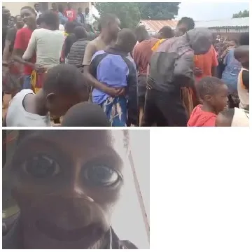 Outdoor Gathering with Humorous Close-Up