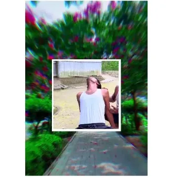 Person Outdoors with Colorful Background