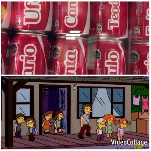 Coca-Cola Cans and Cartoon Scene