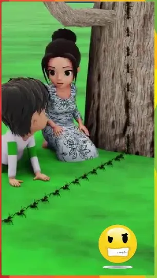 Animated Characters with Ants Nearby
