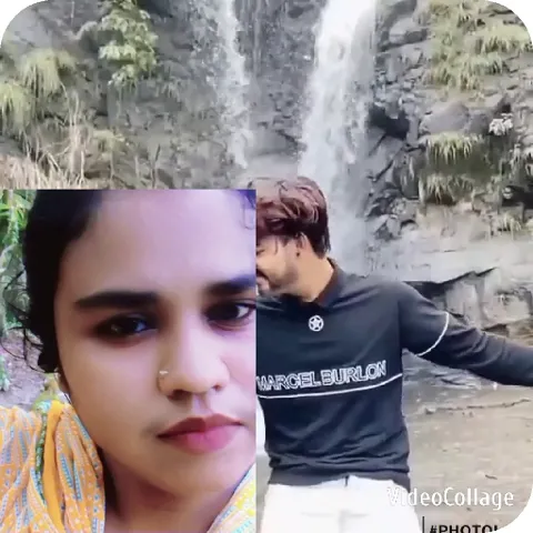 Close-Up by Waterfall and Man