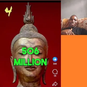 Buddha Statue and Smiling Person