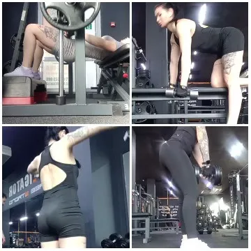 Individual Exercising with Gym Equipment