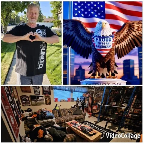 Outdoor Heart Gesture with American Flag