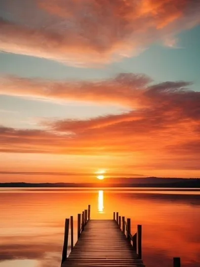 Sunset Over Calm Water