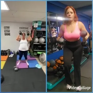 Women Exercising with Kettlebell and Dumbbells