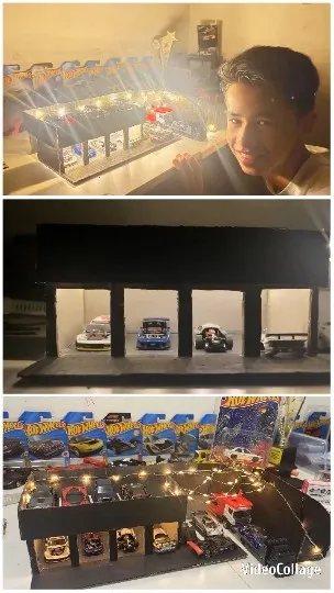 Child Smiling with Toy Car Display