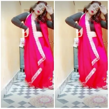 Dancer in Red Outfit with Mirrored Effect